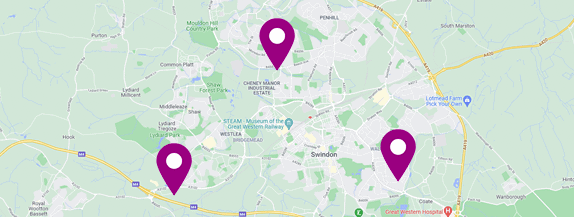 A map of our practice locations